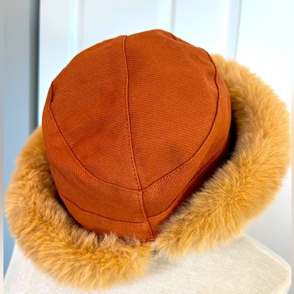 Fun faux fur hat in a burnt orange - Picture 2 of 5